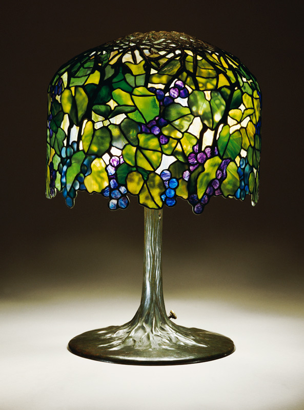 An Important Grape Leaded Glass And Bronze Table Lamp By Tiffany Studios from 