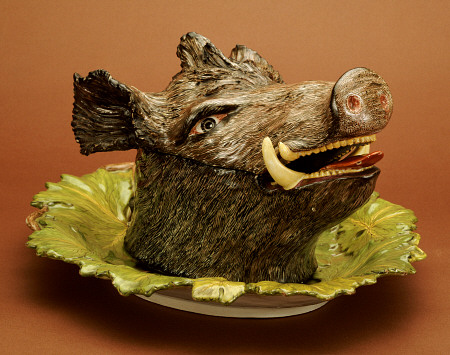 A German Faience Boar''s Head Tureen Cover And Stand, Probably Strasbourg, Circa 1750 from 