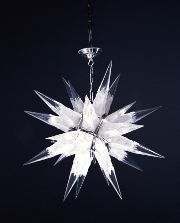 A Glass And Metal 1930s Chandelier Of Star Form With Etched And Polished Spike Projections from 