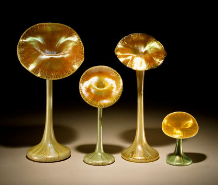 A Group Of Quezal Iridized Glass `Lily'' Vases from 