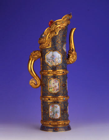 A Magnificent Imperial Gold, Cloisonne And Beijing Enamel Ewer, Duomuhu, Engraved Qianlong Four-Char from 