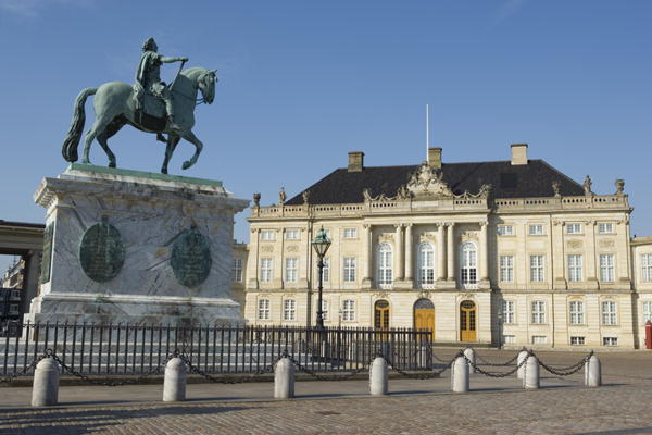 Amalienborg Palace and Square with the equestrian statue of King Frederick V (1723-66) (photo)  from 