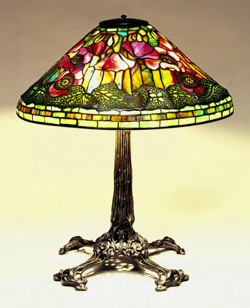 A ''Poppy'' Leaded Glass And Bronze Table Lamp from 