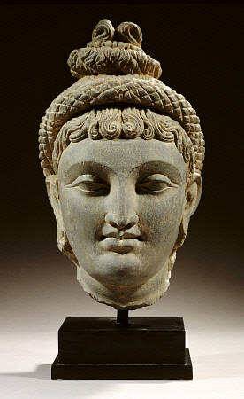 A Rare Gandhara Schist Head Of Probably Hariti from 
