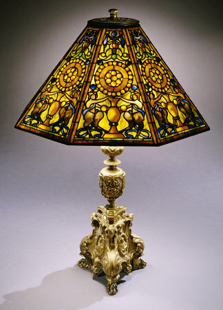 A Rare Regence Style Leaded Glass And Gilt-Bronze Table Lamp By Tiffany Studios from 
