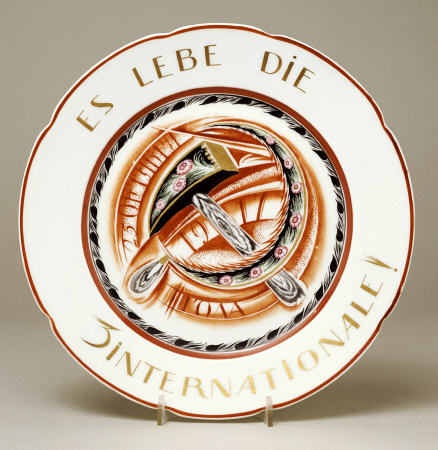 A Soviet Porcelain  Propaganda Plate, With Allegorical Hammer And Sickle  ''Es Lebe Die 3 Internatio from 