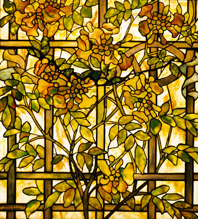 A Trumpet Vine Leaded Glass Window from 