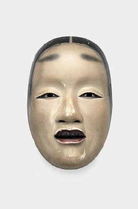 A Mask  Signed Deme Mitsunao, Edo Period (19th Century)  The Wood Mask With Gofun Ground, Painted Wi