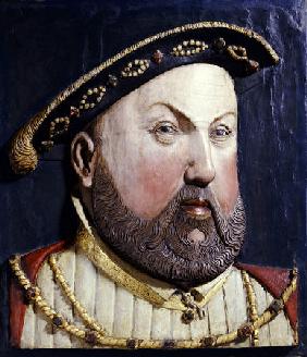 An Augsberg Polychrome Limewood Relief Of Henry Viii, After Hans Holbein The Younger, Mid 16th Centu
