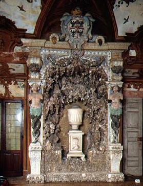 A grotto, possibly designed for Isabella d'Este (d.1538) consisting of an urn on a pedestal flanked