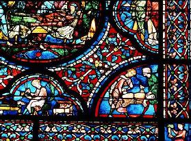 A shoemaker, detail of a window, 13th century (stained glass)