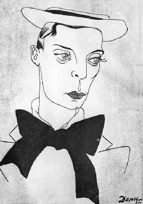 Caricature on American comedy actor and film director Buster Keaton