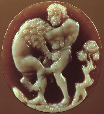 Cameo of Hercules and the Nemean Lion, 1st century BC (onyx) from 