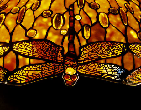 Detail Of An Important Dichroic ''Dragonfly'' Leaded Glass And Bronze Floor Lamp By Tiffany Studios from 