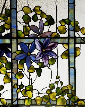 Detail Of A ''Clematis'' Leaded Glass Three-Sectioned Skylight By Tiffany Studios For The Harbel Man