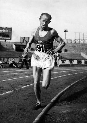 Emil Zatopek, czech runner during a 5000m race