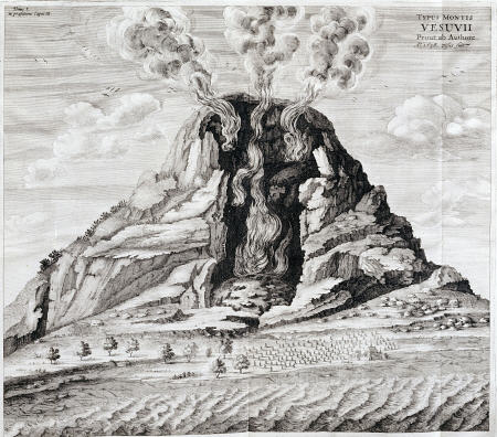 Engraving Of Vesuvius Erupting From ''Mundus Subterraneus'' By Athanasius Kircher (1602-1680) from 