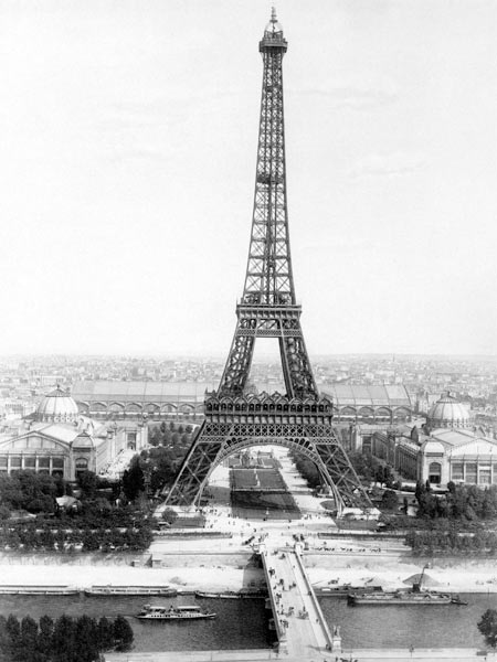 end of the building of the Eiffel Tower in Paris for World Fair in Paris 1889 , here photographed at from 