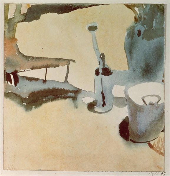Flower stand with watering can and bucket, 1910 (no 47) (w/c on paper on cardboard)  from 