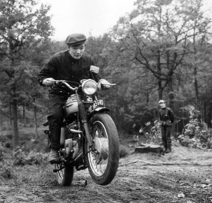 French Singer Ricet Barrier on a moto from 