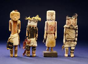 Four Hopi Cottonwood Kachina Dolls