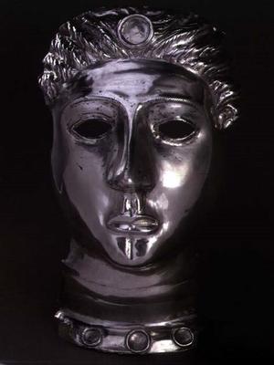 Front part of a head, found in Notre-Dame-d'Allencon in France, Roman, early 3rd century (silver) from 