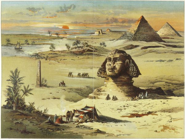 Giza , Sphinx a.Pyramids from 