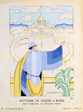 Gazette du Bon Ton; No.5, Souvenir de Paques a Rome, afternoon dress by Madeleine Vionnet, by Thayah