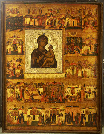 Icon Of The Mother Of God Tikhvinskaia Also Depicting The History And Miraculous Events Connected Wi from 