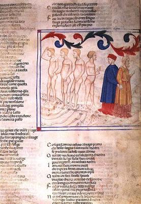 Inferno XXIX f.21r Geri del Bello in the Circle of the Falsifiers, from the Divine Comedy, 13th cent from 