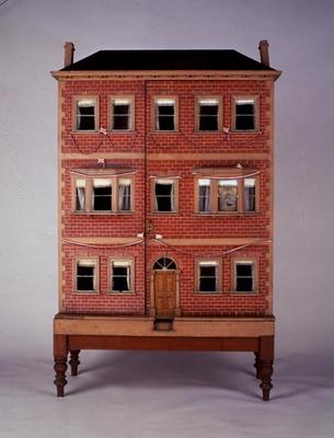 'Jubilee', a grand red brick three storey dollshouse, view of the front, English, early 1880's (mixe from 