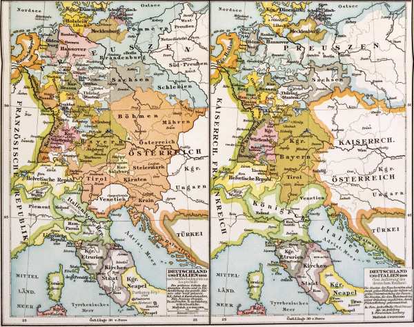 Map of Germany and Italy 1803, 1806 from 
