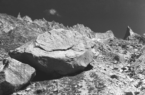 Lunar landscape before Kunzum Pass (b/w photo)  from 