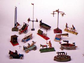 Lithographed Penny Toys with simple mechanisms by different makers including Meier, Distler etc. The