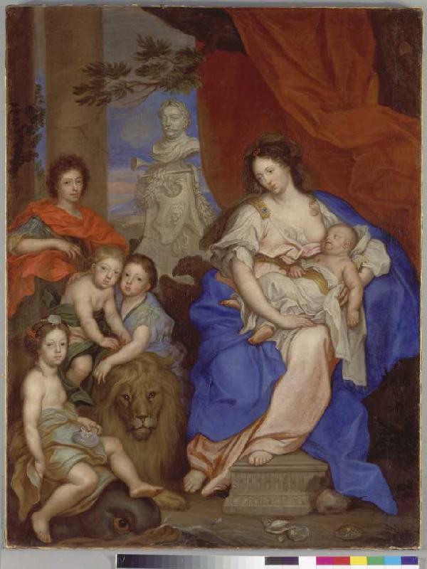 Maria Casimira, Gemahlin Johann III. Sobieki mit ihren Kindern. from 