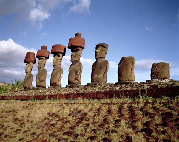 Monolithic Statues on Ahu Nau Nau at Anakena Beach, c.1000-1600 (photo) (see also 114935)  from 
