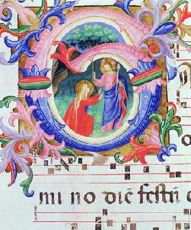 Missal 558 f.64v Historiated initial 'G' depicting the Noli Me Tangere