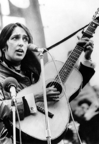 Protest Folk Singer Joan Baez performing from 