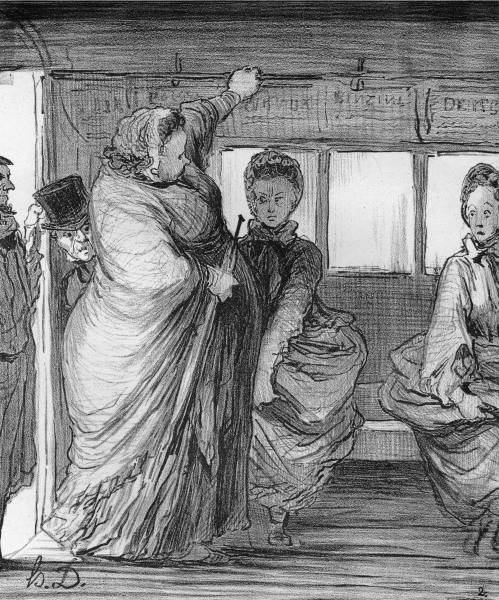 Horse Tram in Paris / Litho.by H.Daumier from 