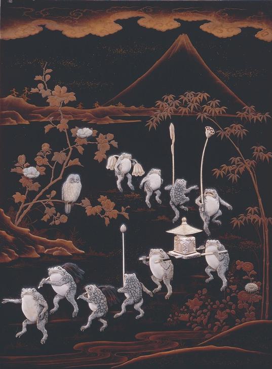 Prozession von Fröschen in japanischer Landschaft. from 