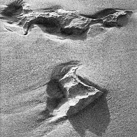 Pebble on sand, Porbandar II (b/w photo) 