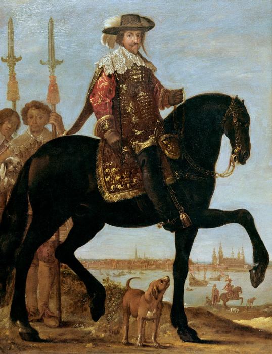 Equestrian portrait of Christian IV before the Sund and Kro from 