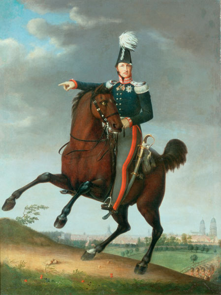 Reiterbildnis Friedrich Wilhelms III. vor der Shilouette Berlins from 