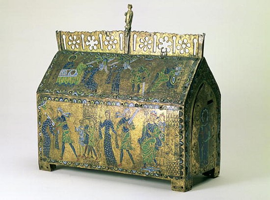 Reliquary casket of St. Valeria, Limoges, c.1170 (wood, copper gilt and champleve enamel) from 