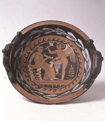 Red-figure patera depicting winged Eros and seated female figure, Greek (pottery) from 