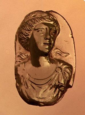 Relief of a bust of a woman (aquamarine) from 