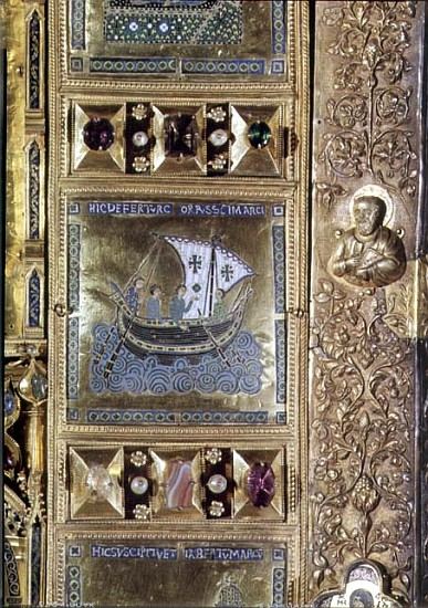 Settlement of the Body of St. Mark, enamel panel from the Pala d''Oro, San Marco Basilica, 10th-12th from 
