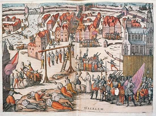Spanish Soldiers killing Protestants in Haarlem, c.1567 from 