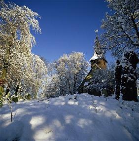 St Peters Church in the snow, Thundersley, Essex