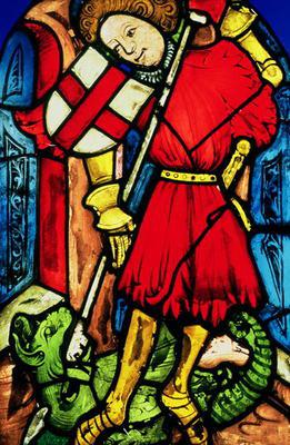 Stained glass of St. George, Southern German, 1400-10